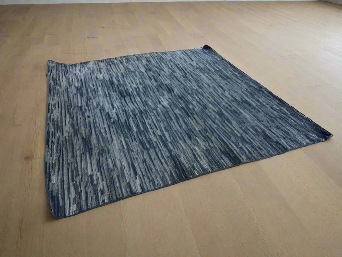 HomeRoots 7' Square Blue Square Non Skid Indoor Outdoor Area Rug FFE258-343