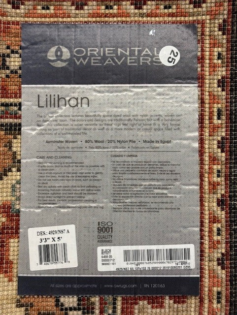 Oriental Weavers Lilihan Black Orange Beige Oriental Stain Resistant Area Rug FFE258-342