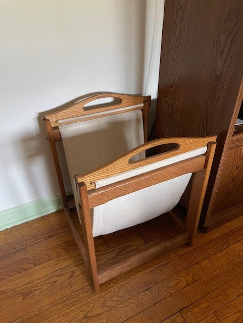 MAKE OFFER! Mid Century Large Wood & Heavy Canvas Firewood/log Holder DH225-7