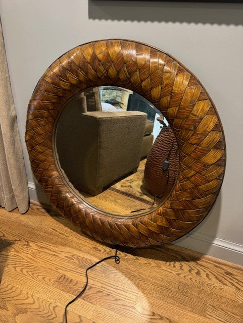 Round Large Braided Rattan Mirror SH265-2
