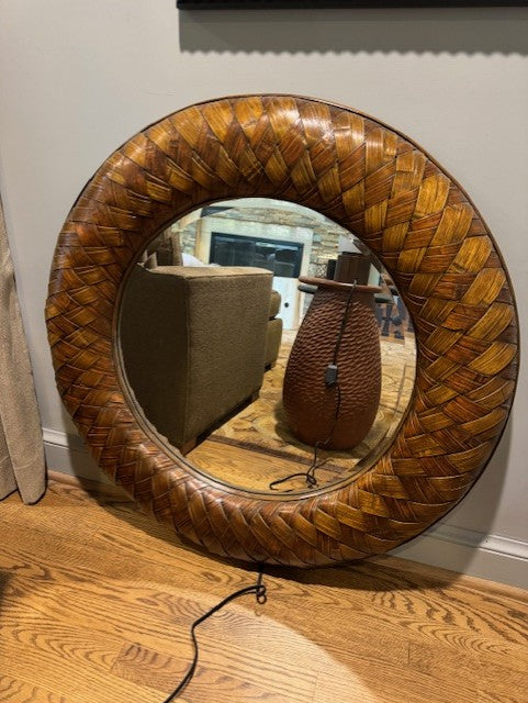 Round Large Braided Rattan Mirror SH265-2