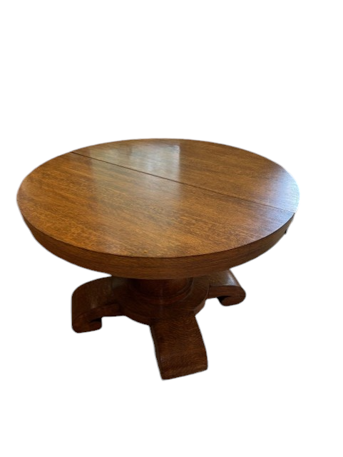 American Empire Vintage Round Oak Dining Table SH265-19