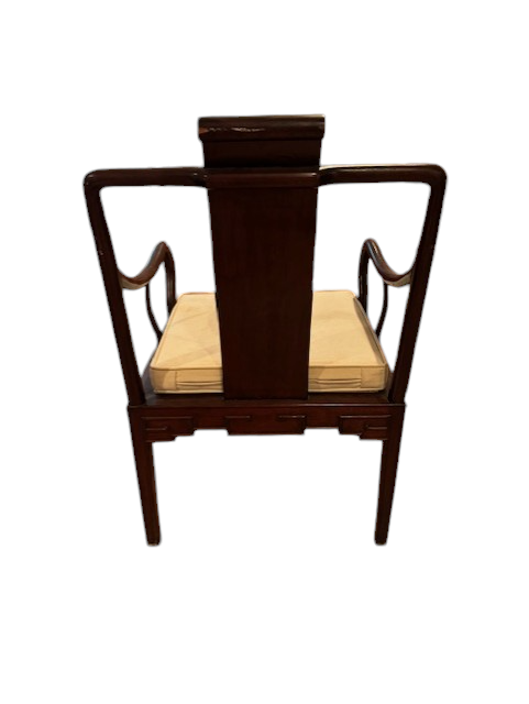 Oriental Antique Asian Scroll Backrest w Ming Character Chair c 1920 SH265-30