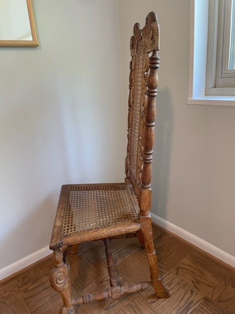 Ornate Carved Chair 18th c Charles II Bleached Oak JV189-15