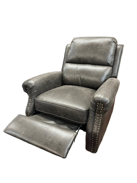 Black Leather Reclining Chair Nailhead Detail EK221-245