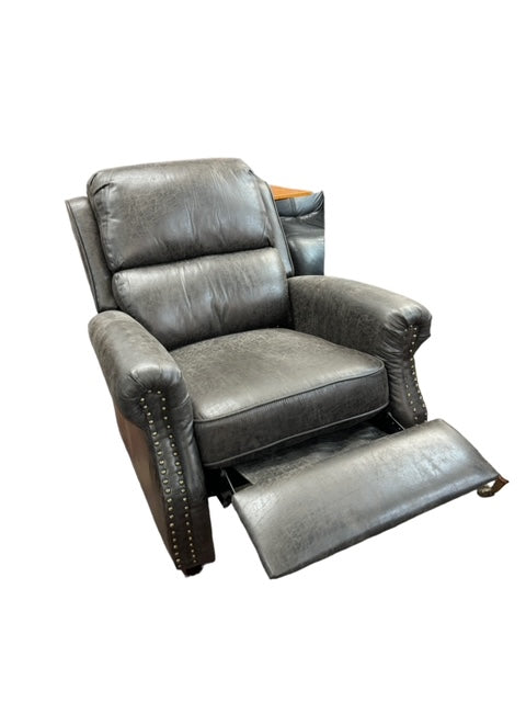 Black Leather Reclining Chair Nailhead Detail EK221-245