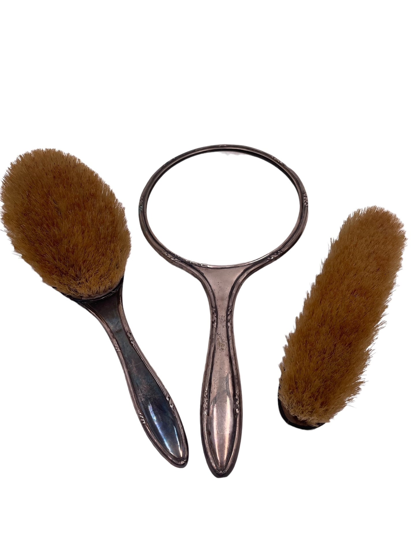 Three piece Sterling Silver Brush Mirror Clothing Brush Set SK92-34