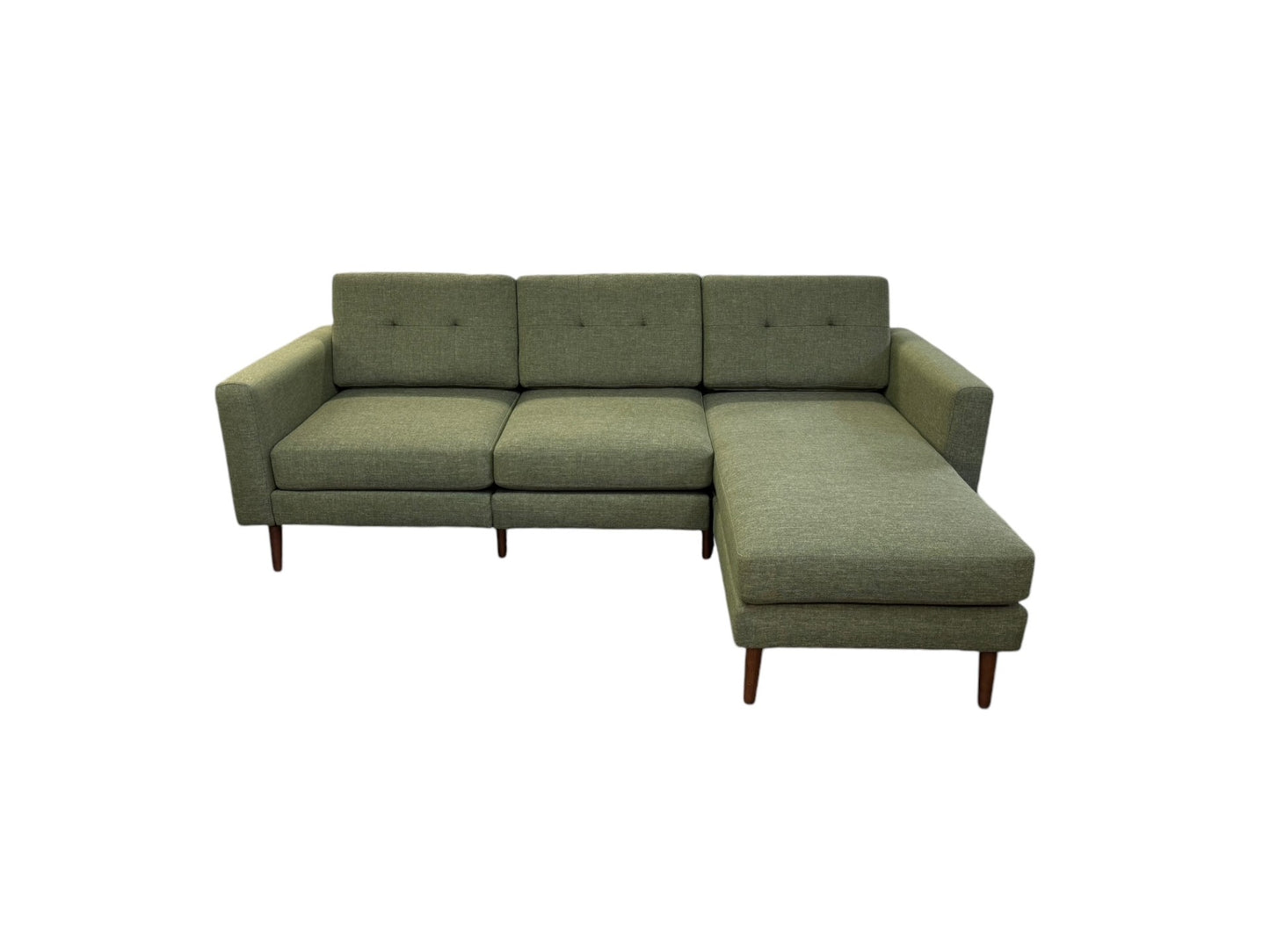 Burrow Moss Green Walnut Leg Block Nomad Sofa Chaise Sectional FFE258-208