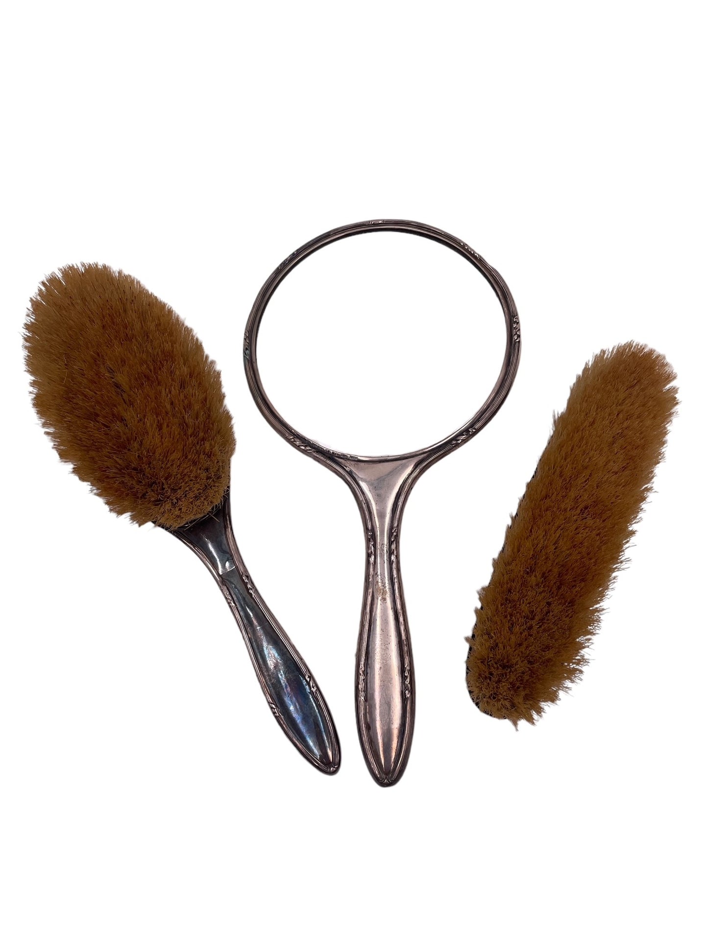Three piece Sterling Silver Brush Mirror Clothing Brush Set SK92-34