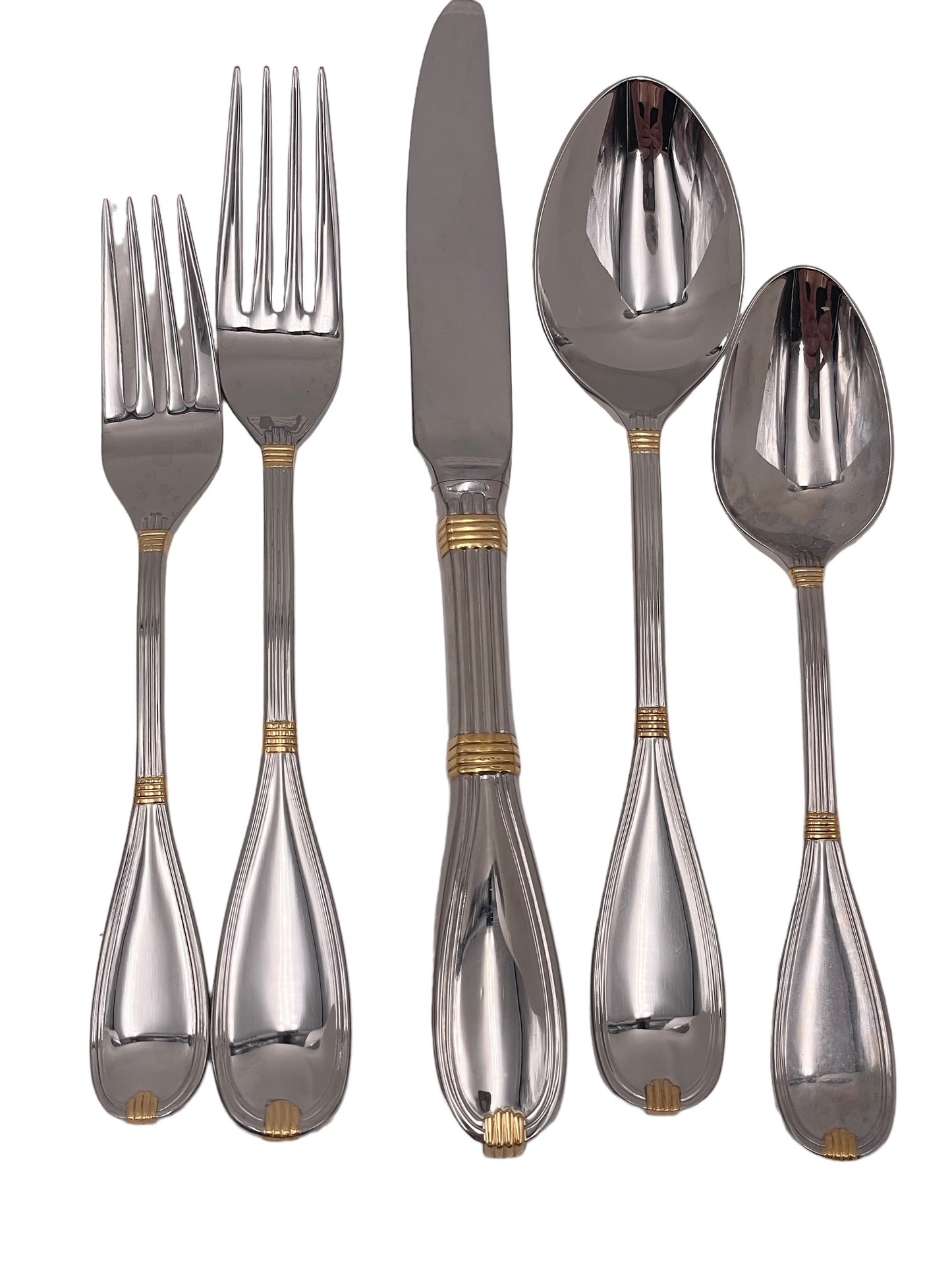 Christian Dior Antoinette Gold Accent Stainless Flatware Place Setting GH