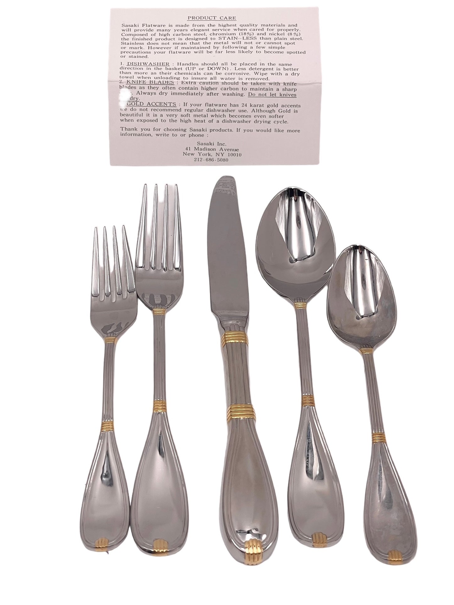 Christian Dior Antoinette Gold Accent Stainless Flatware Place Setting GH