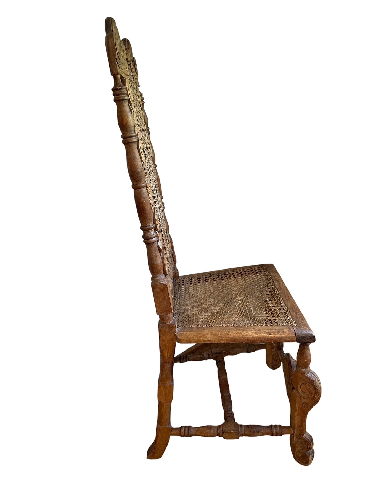 Ornate Carved Chair 18th c Charles II Bleached Oak JV189-15