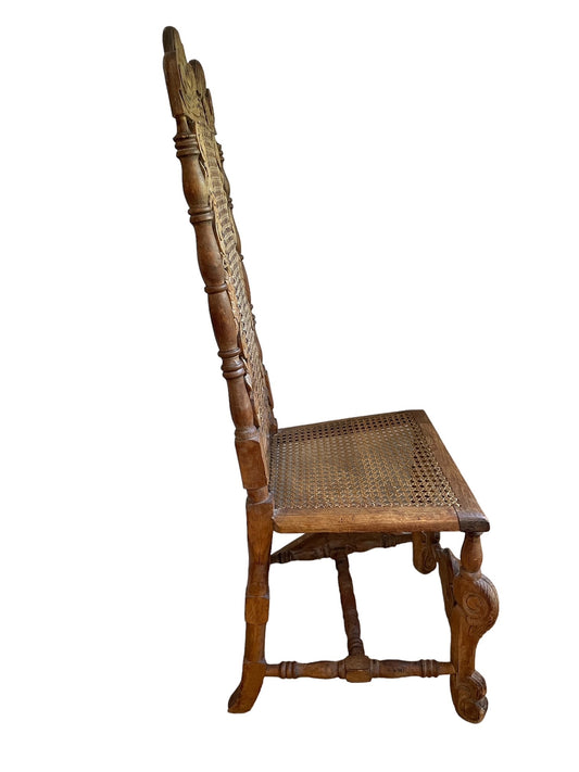 18th c Charles II Bleached Oak Ornate Carved Chair JV189-15