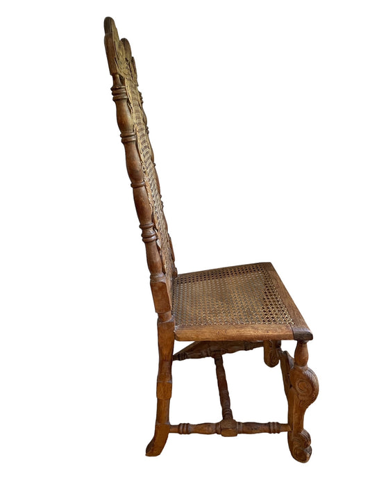 Ornate Carved Chair 18th c Charles II Bleached Oak JV189-15