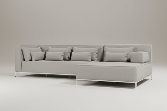 Modloft Cannes Outdoor Left Arm Sofa Couch in Taupe Fabric FFE-1543