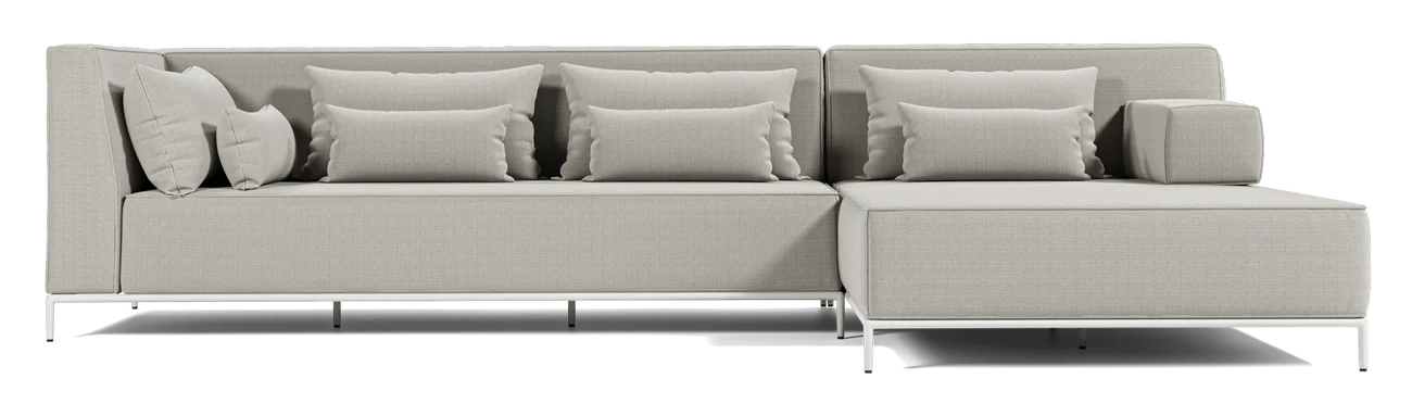 Modloft Cannes Outdoor Left Arm Sofa Couch in Taupe Fabric FFE-1543