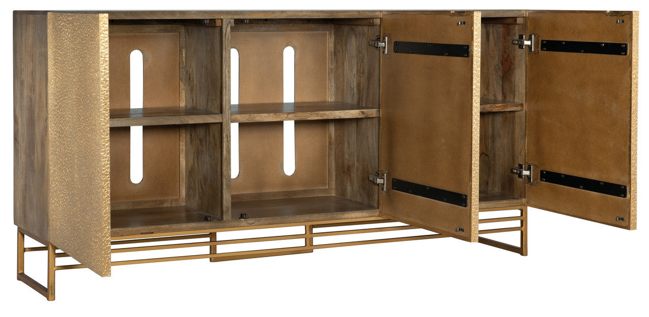 Hooker Brass Foil Gold 69" Entertainment Center 3 Door FFE-1219