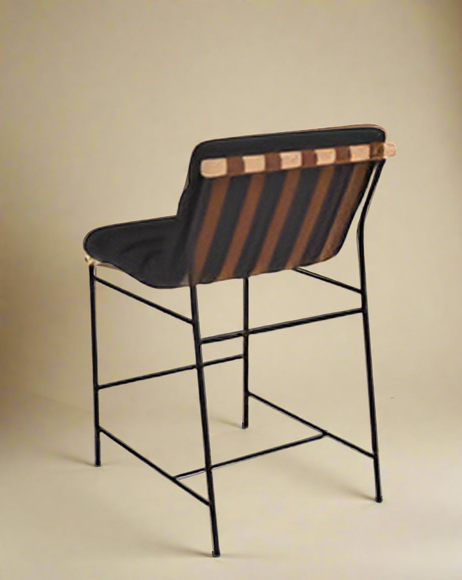 Denver Modern Vail Counter Stool White Oak Black Leather FFW258-568