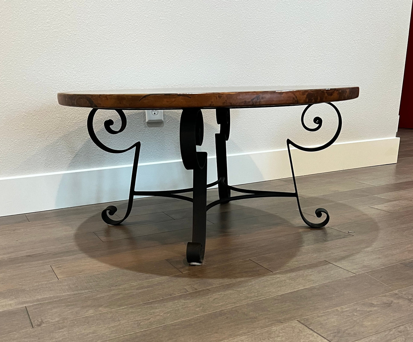 Arhaus Round Hammered Copper Coffee Table w Iron Base SH134-4