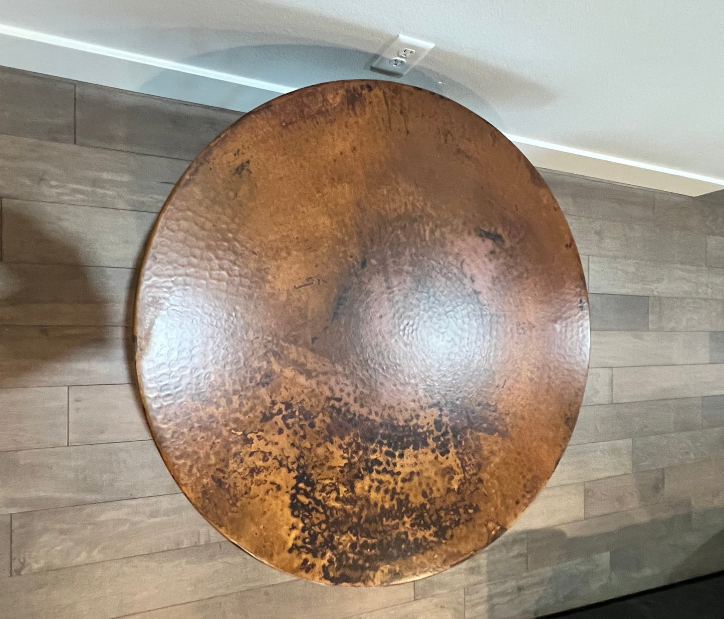 Arhaus Round Hammered Copper Coffee Table w Iron Base SH134-4