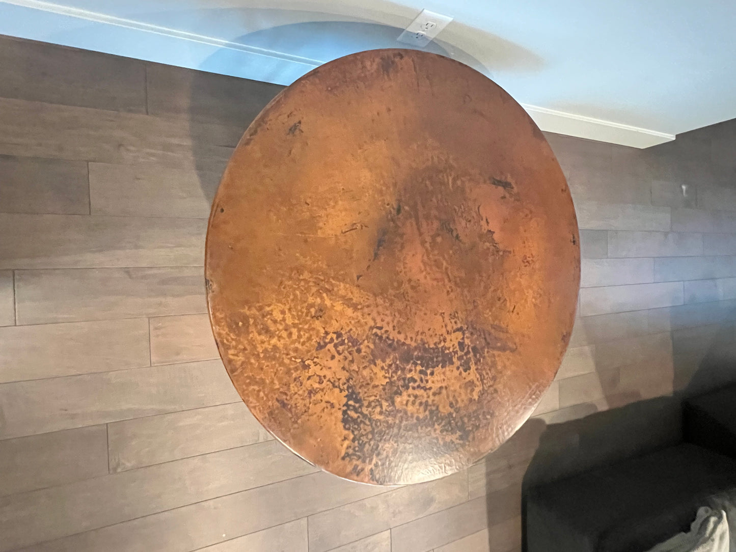 Arhaus Round Hammered Copper Coffee Table w Iron Base SH134-4