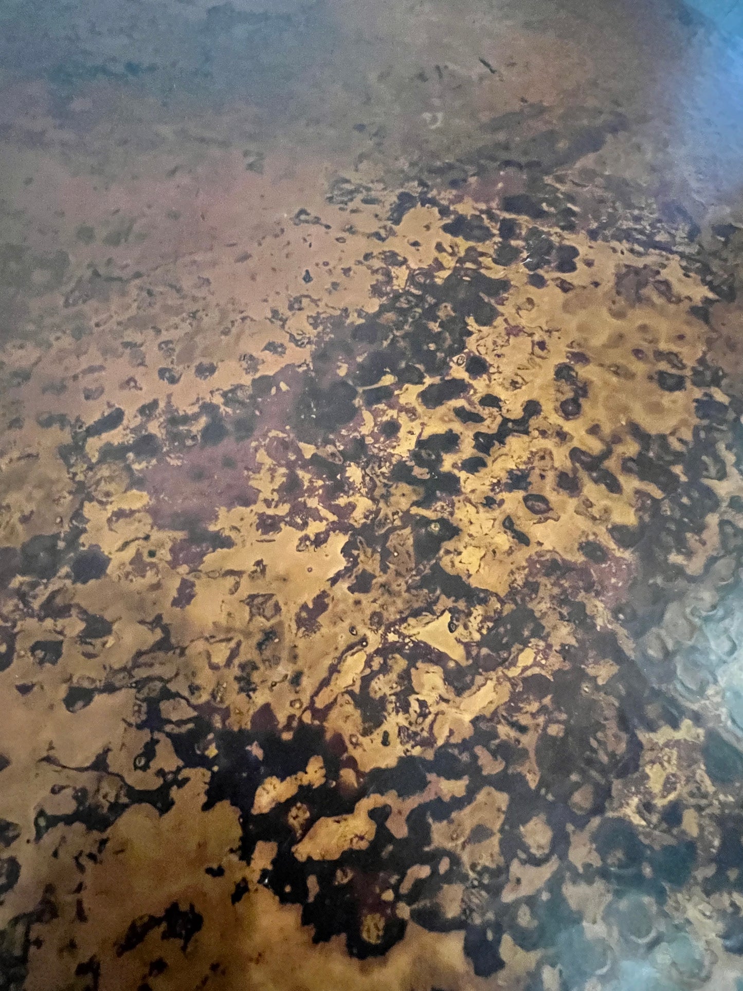 Arhaus Round Hammered Copper Coffee Table w Iron Base SH134-4