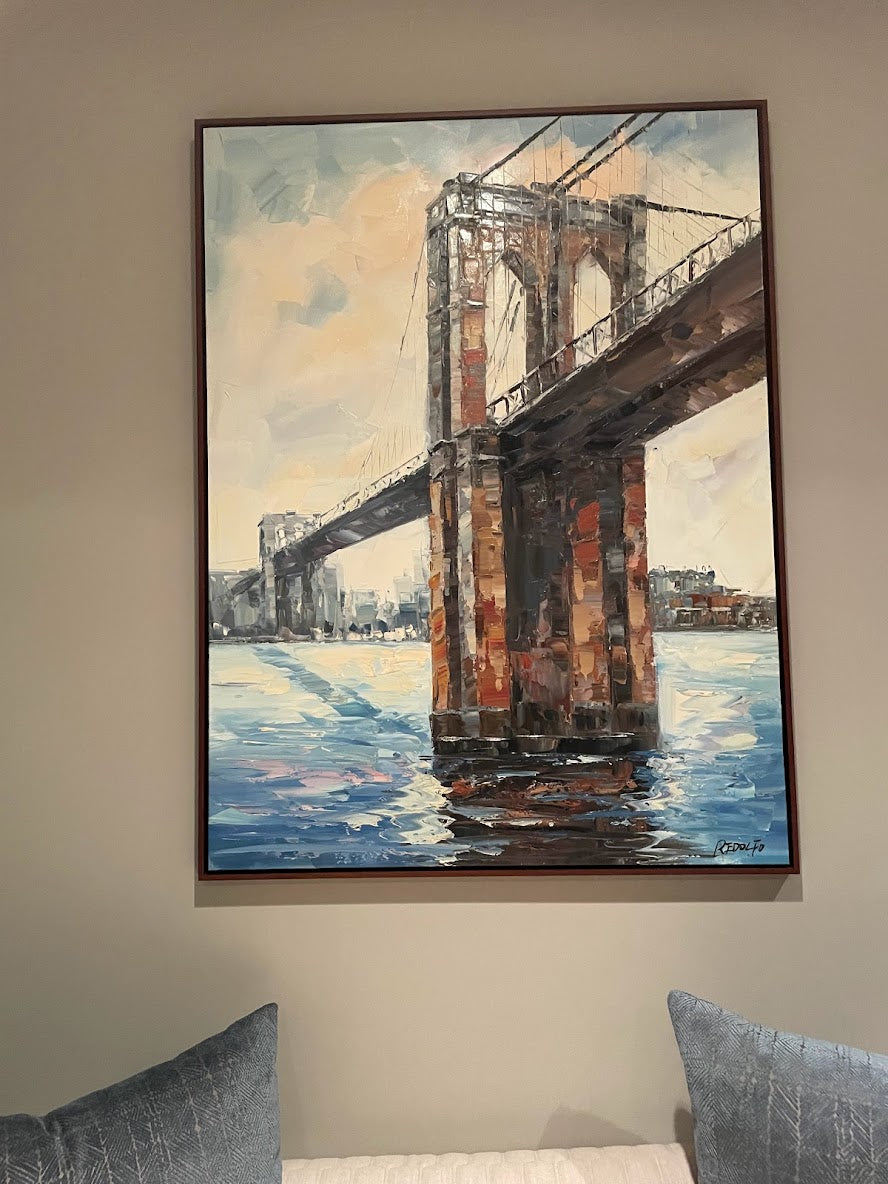 Pair of Large New York Bridge Redolfo Original Paintings ST100-69