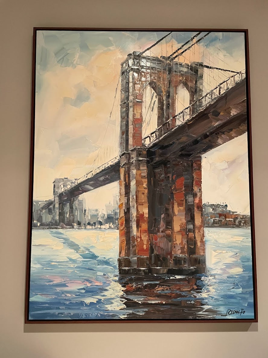 Pair of Large New York Bridge Redolfo Original Paintings ST100-69