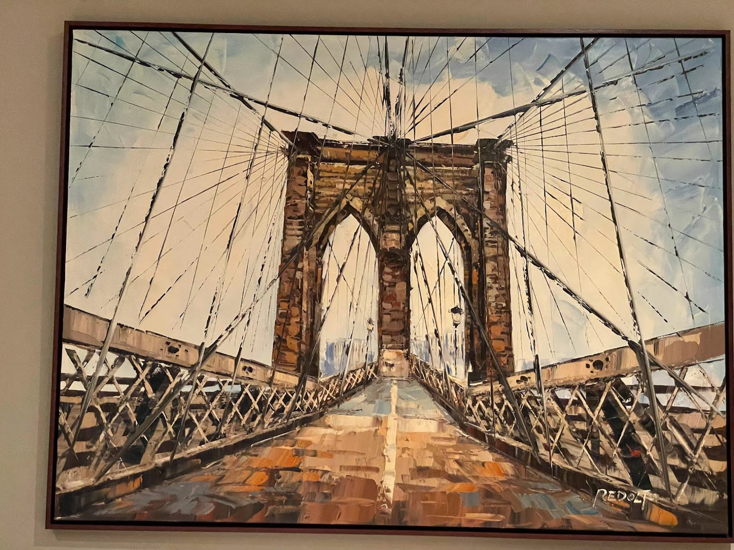Pair of Large New York Bridge Redolfo Original Paintings ST100-69