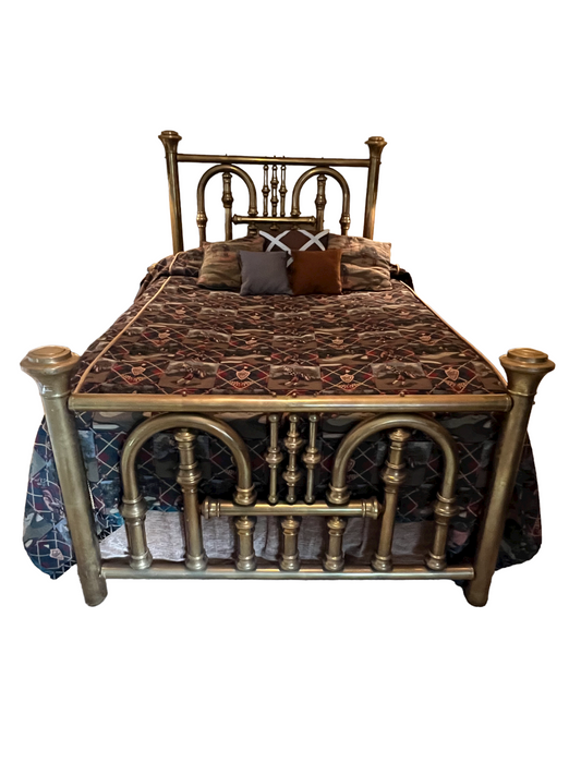 Vintage Brass Tube Queen Bed Headboard & Footboard PD138-22