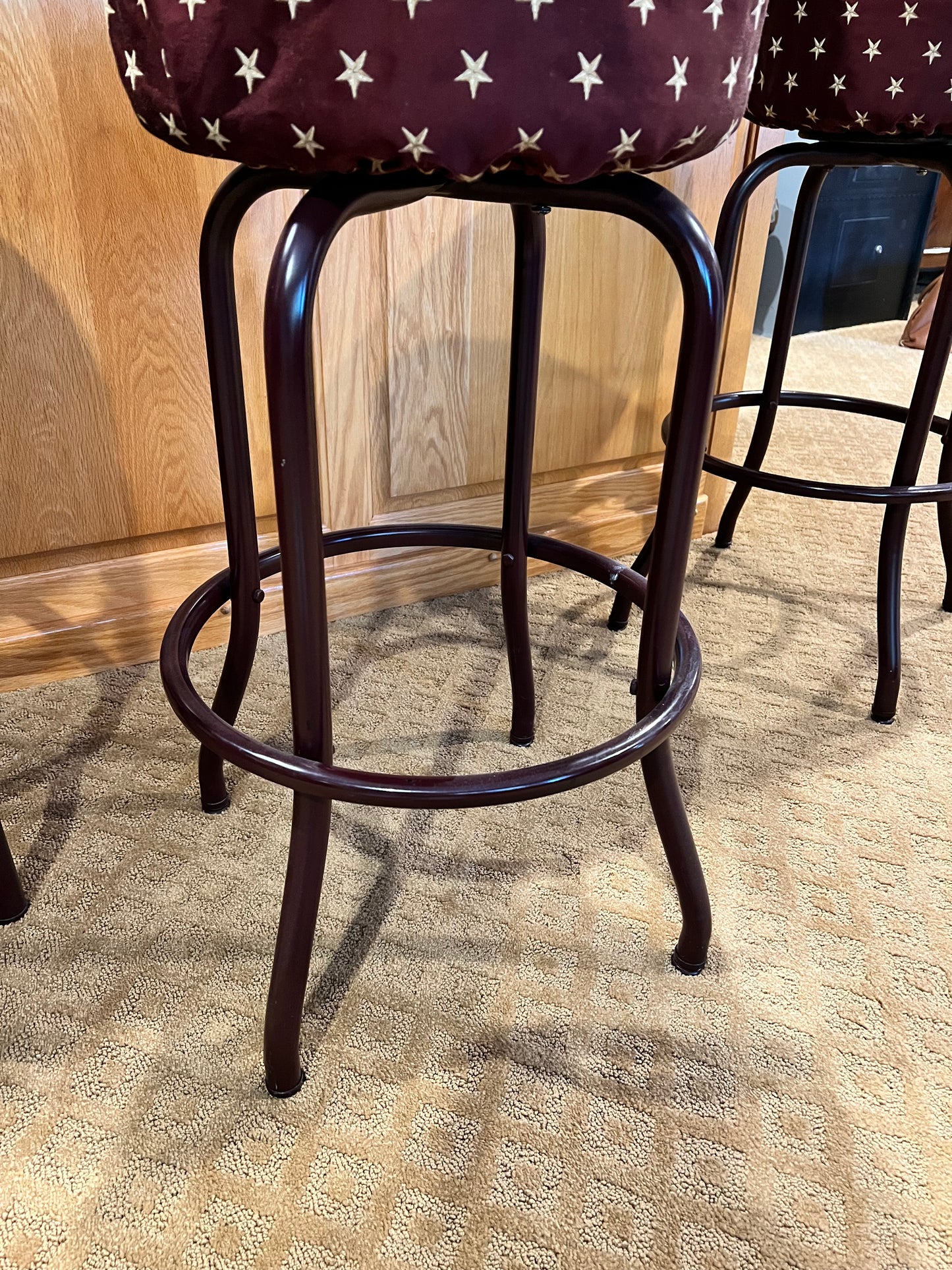 Set of Five Steel Frame 360 Swivel Blue w White Star Barstools PD138-33