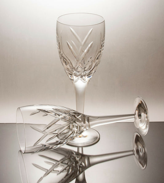 Pair John Rocha Crystal 10"H Waterford Goblet Water Wine Glasses JS45-11701