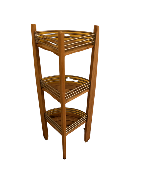 Frontgate Resort Teak and Stainless Corner Caddy Shelving Unit
