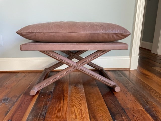 Suede Pillow Top Nail Head Trim Rose X Bench ST100-123