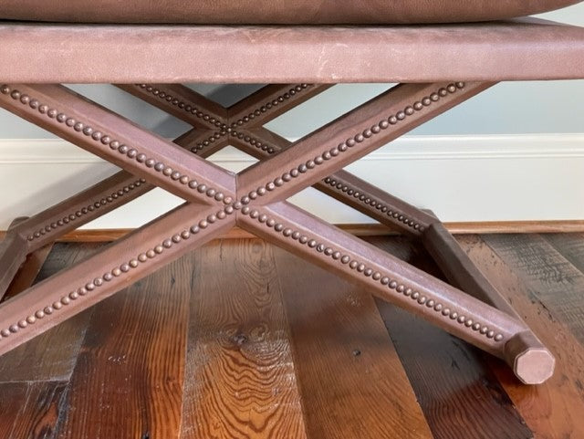 Suede Pillow Top Nail Head Trim Rose X Bench ST100-123