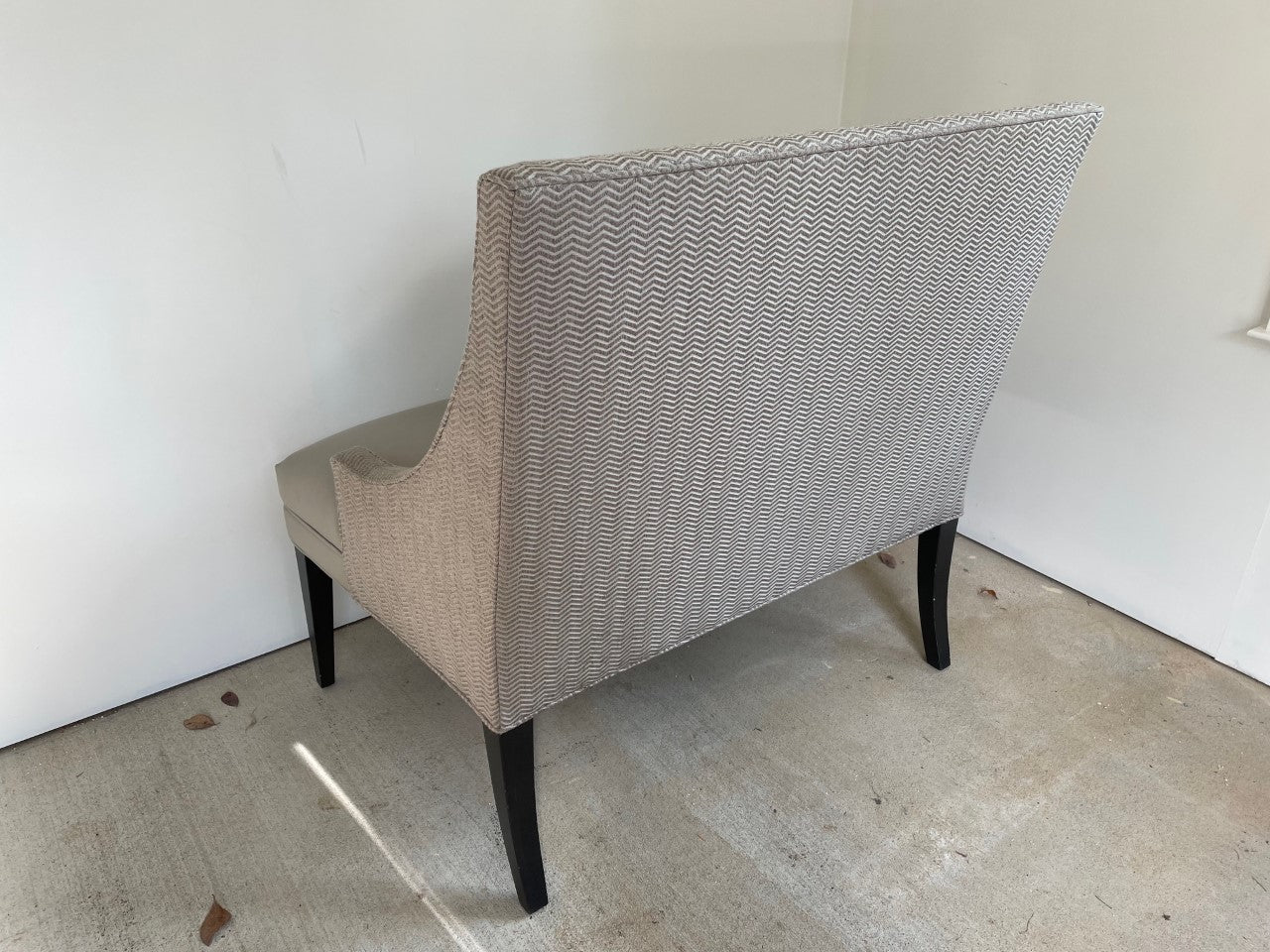 Grey/Ivory Leather Herringbone Wool Upholstery Lounge Chair GM38-10588