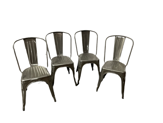 Set of 4 Silver Lilian Metal Indoor-Outdoor Stackable Bistro Chair HOP104-2-60