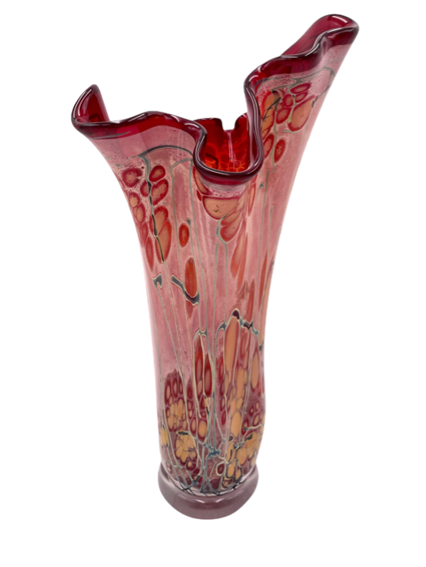 Italian Millefiori Horn of Plenty Murano glass vase Sign P Benely Anno JB59-5
