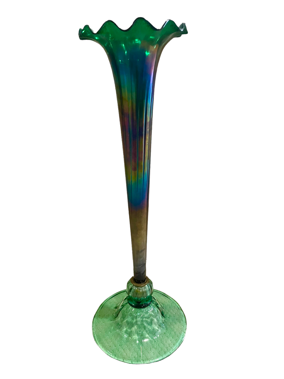 Very Large Favrile attributed to Tiffany Carnival Glass Tulip Shape Floor Vase JS45-11702