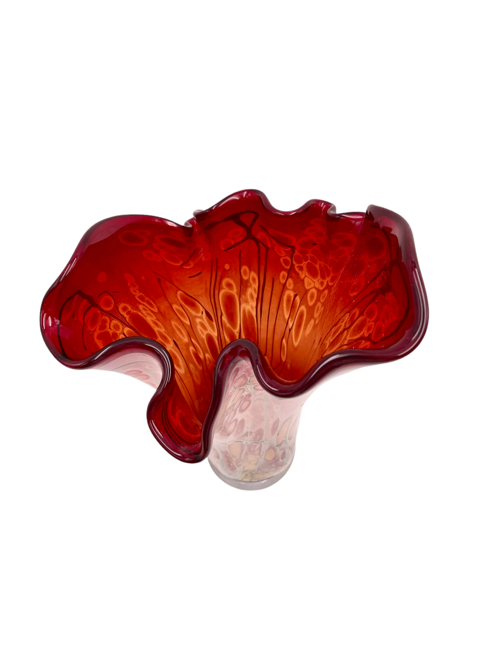 Italian Millefiori Horn of Plenty Murano glass vase Sign P Benely Anno JB59-5