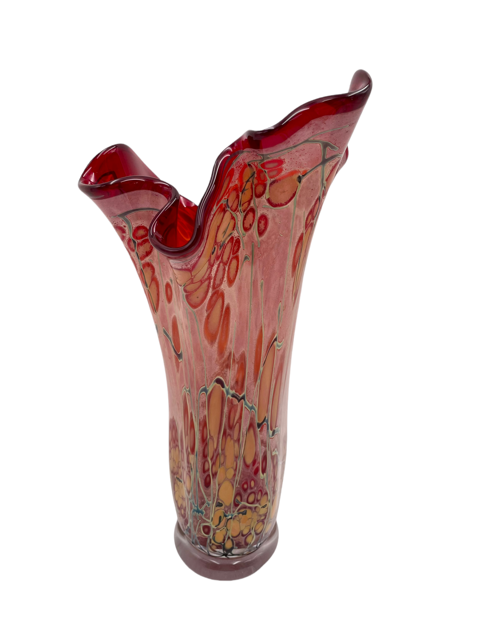 Italian Millefiori Horn of Plenty Murano glass vase Sign P Benely Anno JB59-5