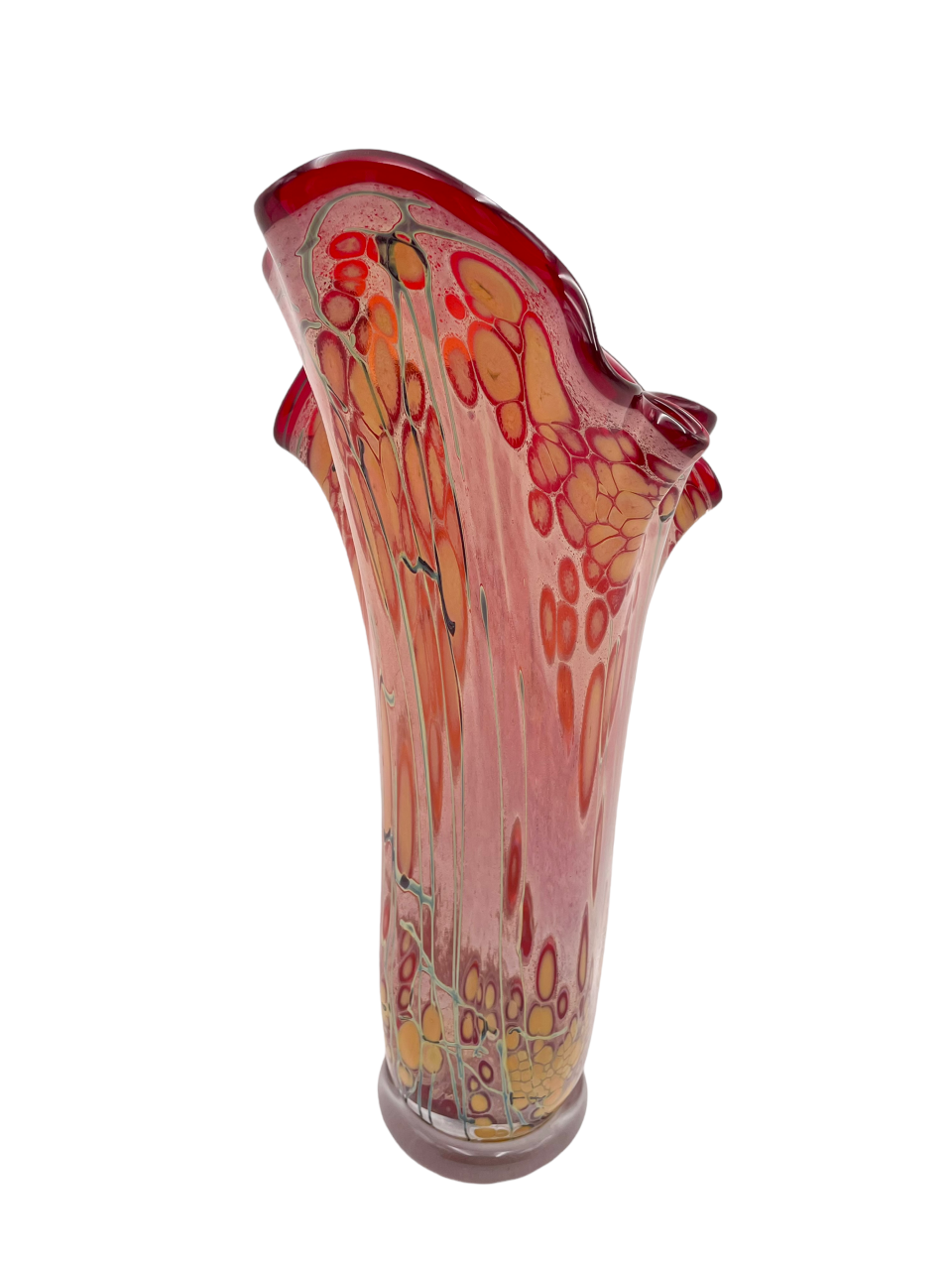 Italian Millefiori Horn of Plenty Murano glass vase Sign P Benely Anno JB59-5