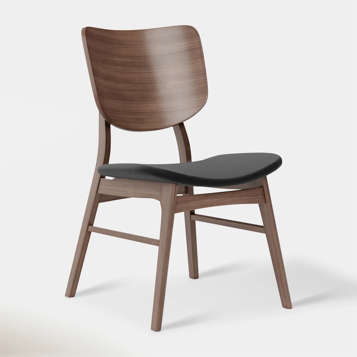 Hoft Home Set of 2 Anders Dining Chairs - Black Leather & Walnut FFE-1537