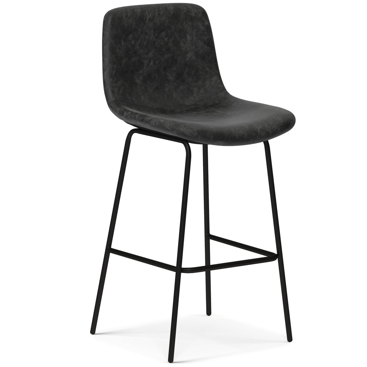 Jolie 28" Bar Stools (2) in Distressed Charcoal Grey Vegan Faux Leather FFW-901