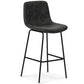 Jolie 28" Bar Stools (2) in Distressed Charcoal Grey Vegan Faux Leather FFW-901