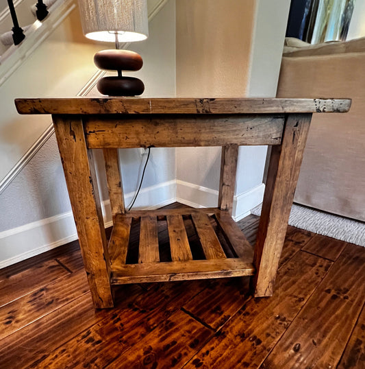 Custom Alder Wood Side Table w/Lower Shelf DG233-07