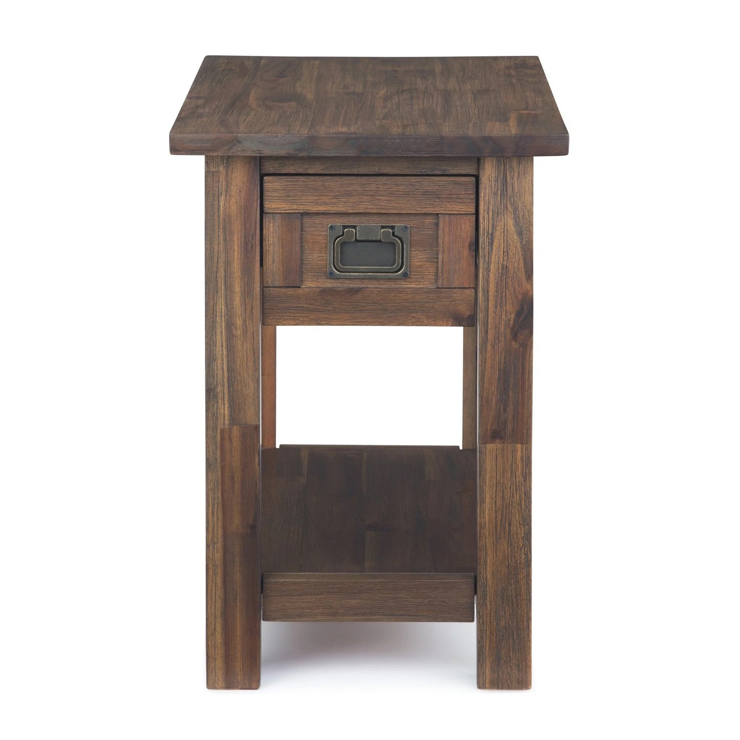 Monroe Solid Acacia 14"  Rustic Side Table in Distressed Charcoal Brown FFW-1010