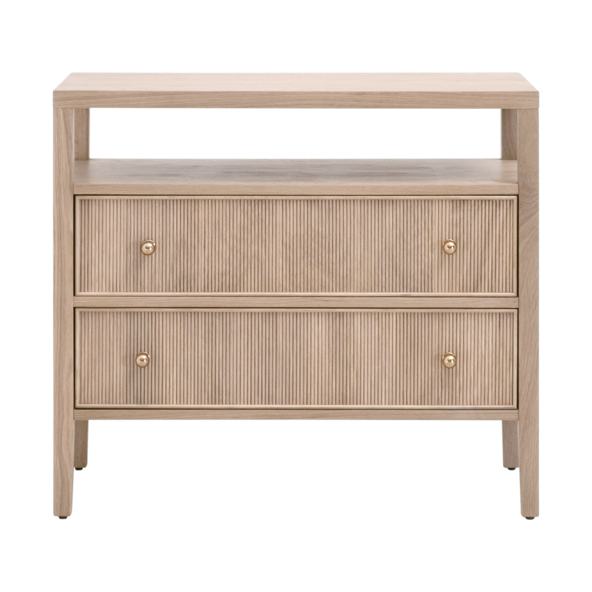 Essentials for Living Highland Solid Oak Fluted 2-Drawer Nightstand FFE-1128
