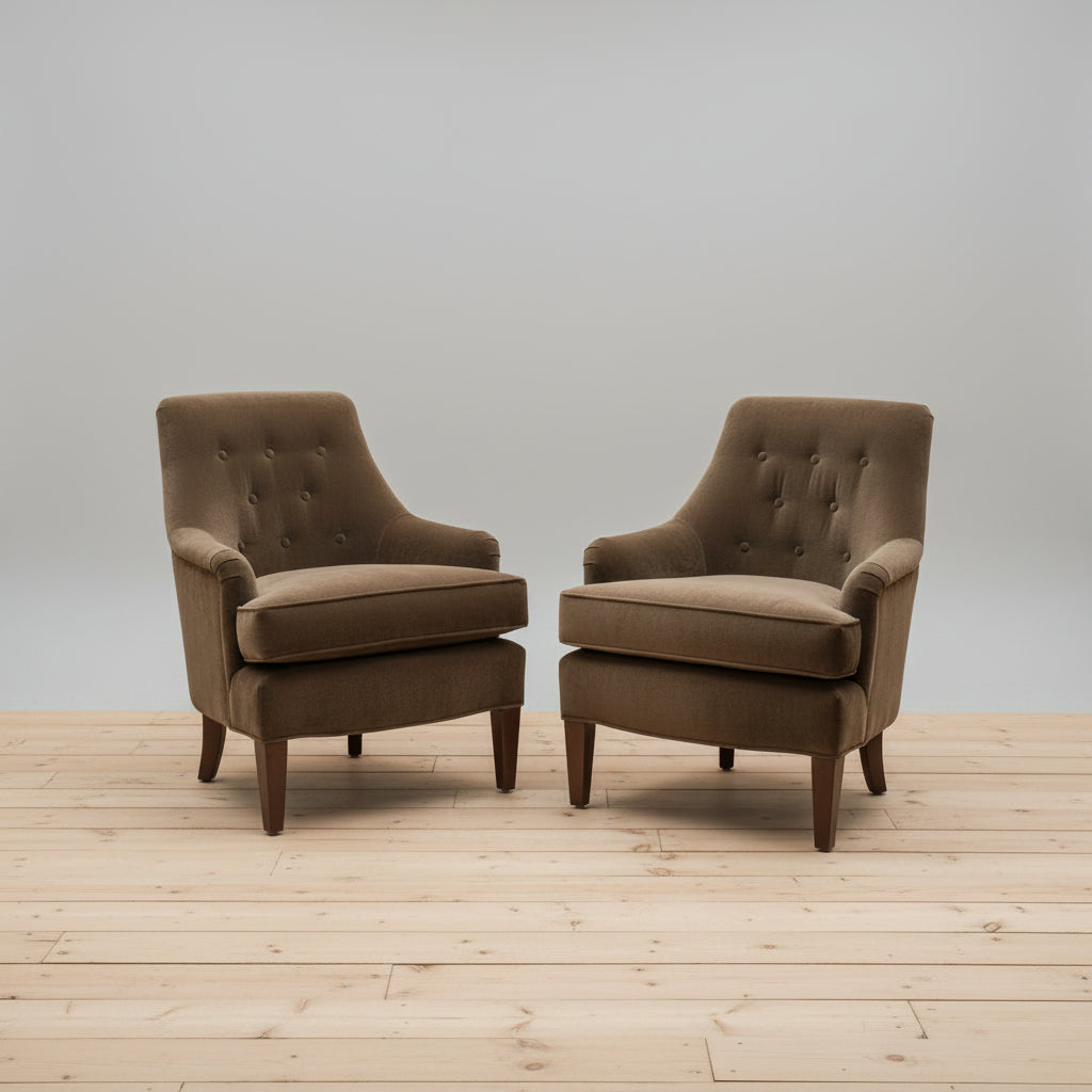 Pair of Sherrill Tufted Back Upholstered Accent Chairs in Moss Green EJ276-2