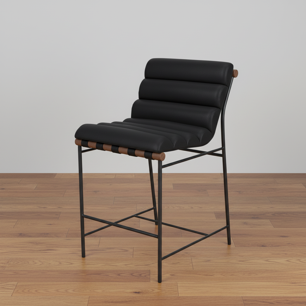 Denver Modern Vail Counter Stool Charcoal Boucle/Walnut FFE258-573